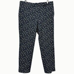 Ann Taylor Womens Devin Fit Blue Floral Print Straight Leg Stretch Pants Size 10